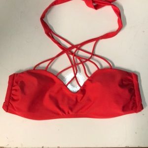 Hollister red bandeau crisscross bikini top